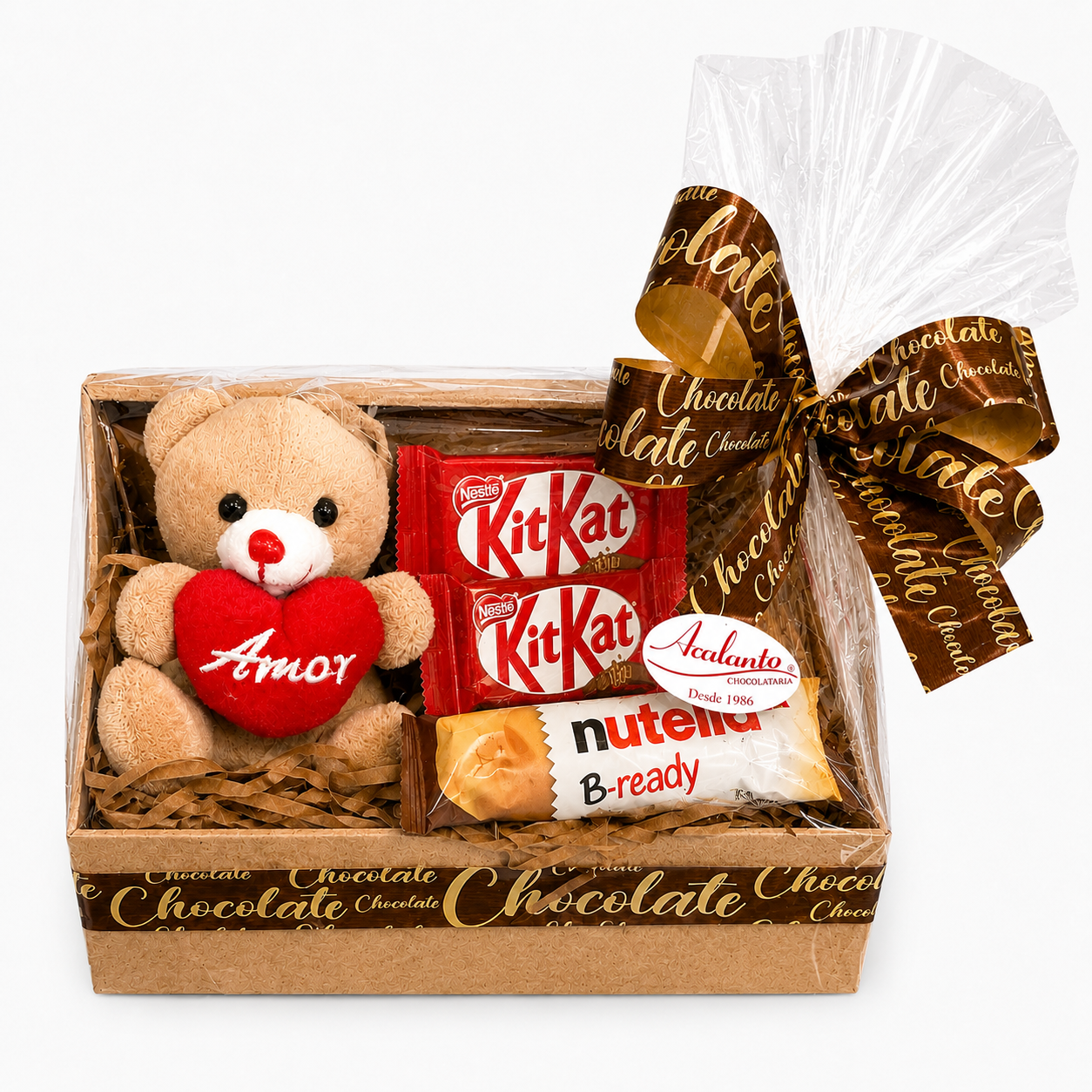 Cesta com Chocolates e Pel�cia Mini