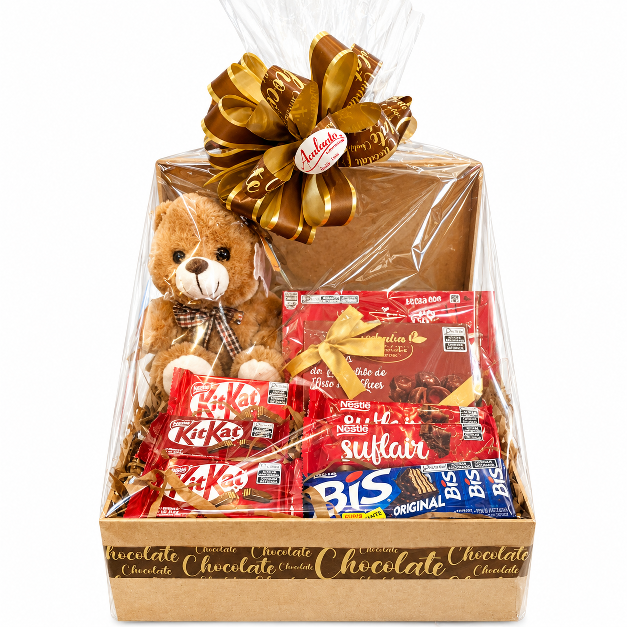 Cesta com Chocolates e Pel�cia M�dia