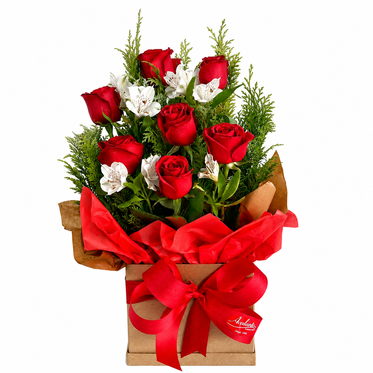 Arranjo com 7 Rosas Importadas vermelhas