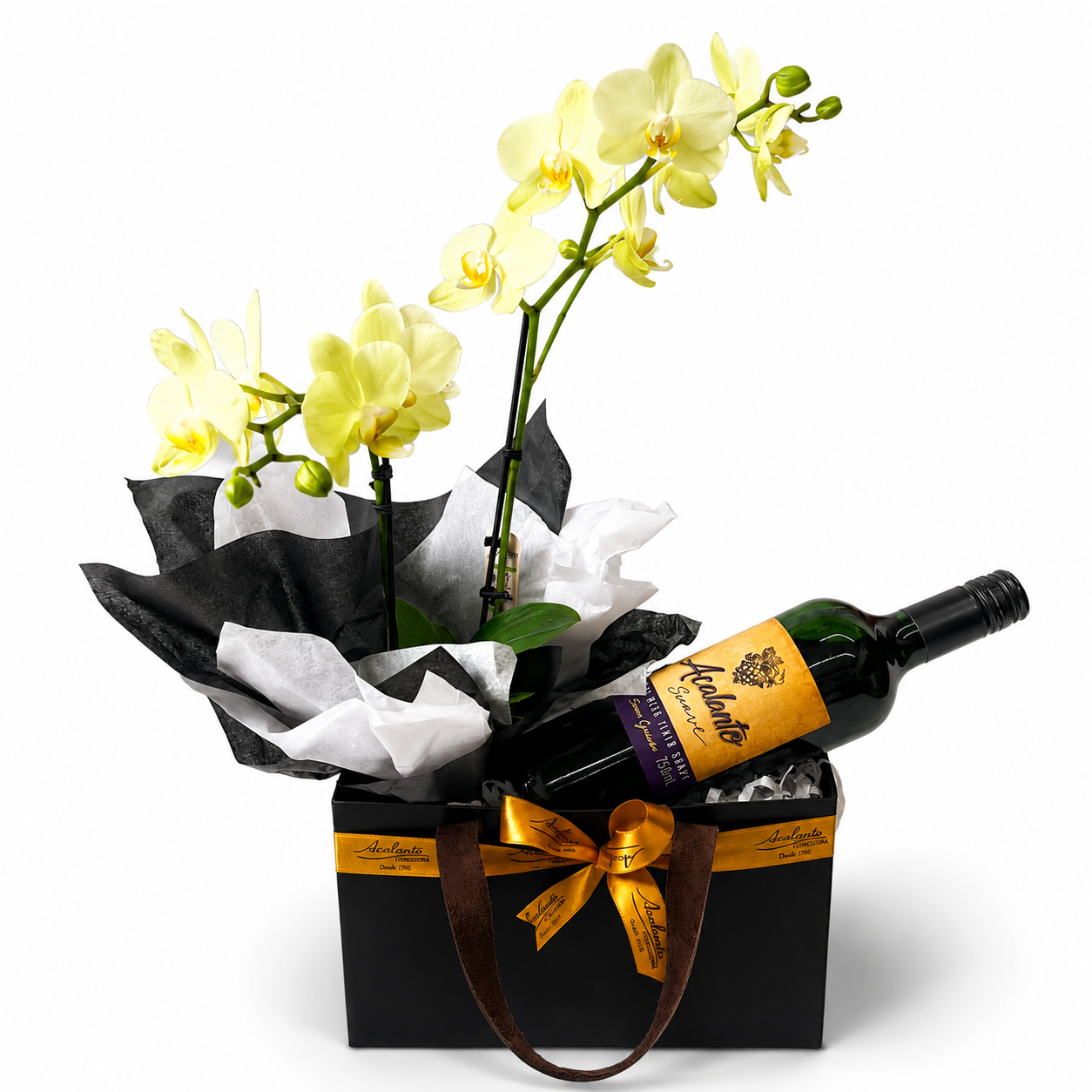 Box com Mini Orqu�dea e Vinho