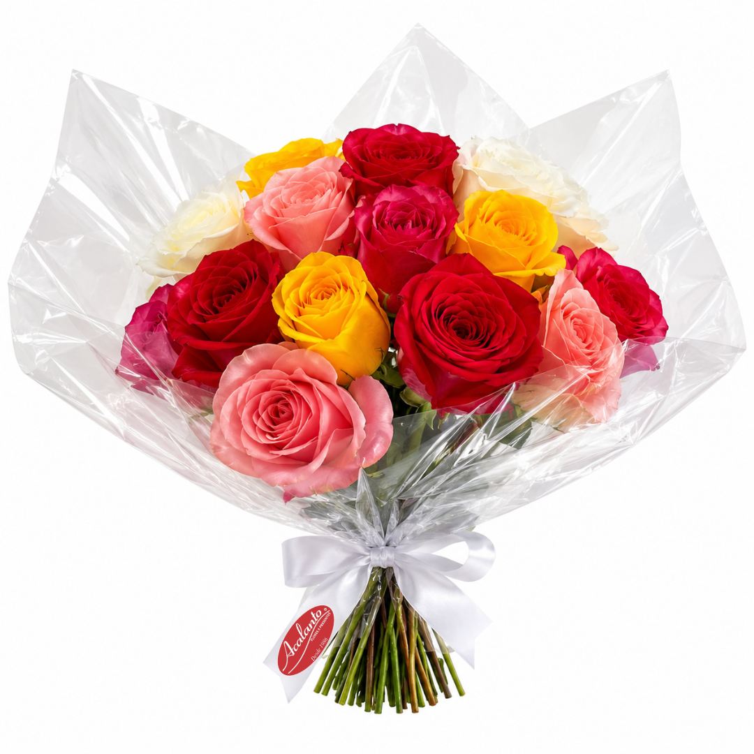 Buqu� Encanto com 18 rosas coloridas