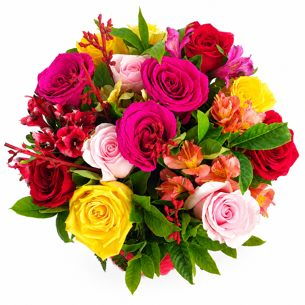 Buqu� com 12 rosas coloridas