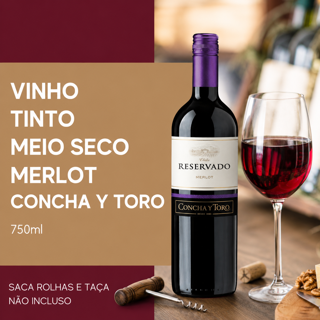 Vinho Tinto Meio Seco Merlot Concha y Toro 750ml