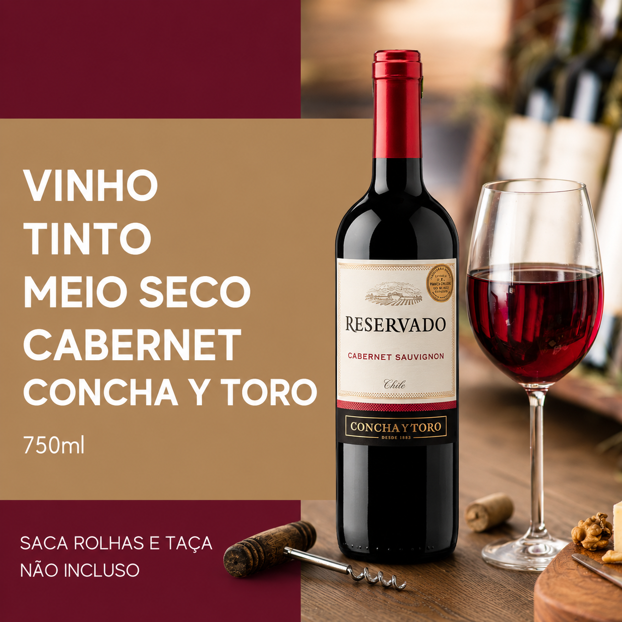 Vinho Tinto Meio Seco Cabernet Concha y Toro 750ml