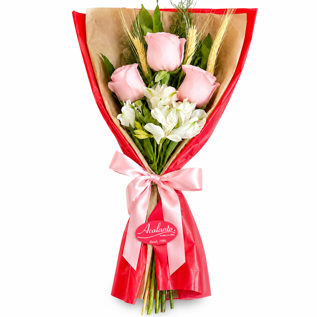 Buqu� com 3 Rosas Rosa Claro