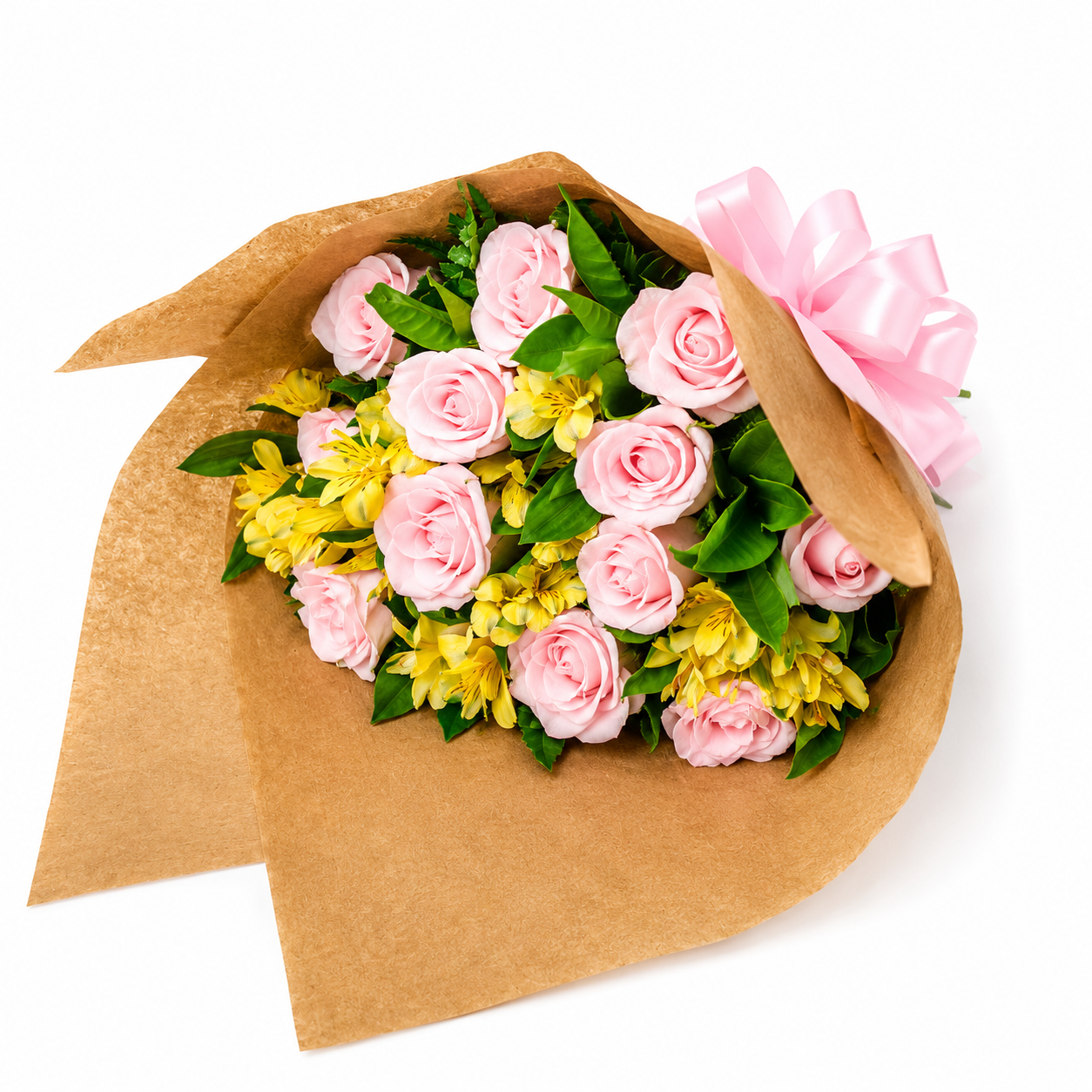 Buqu� com 12 Rosas Rosa Claro
